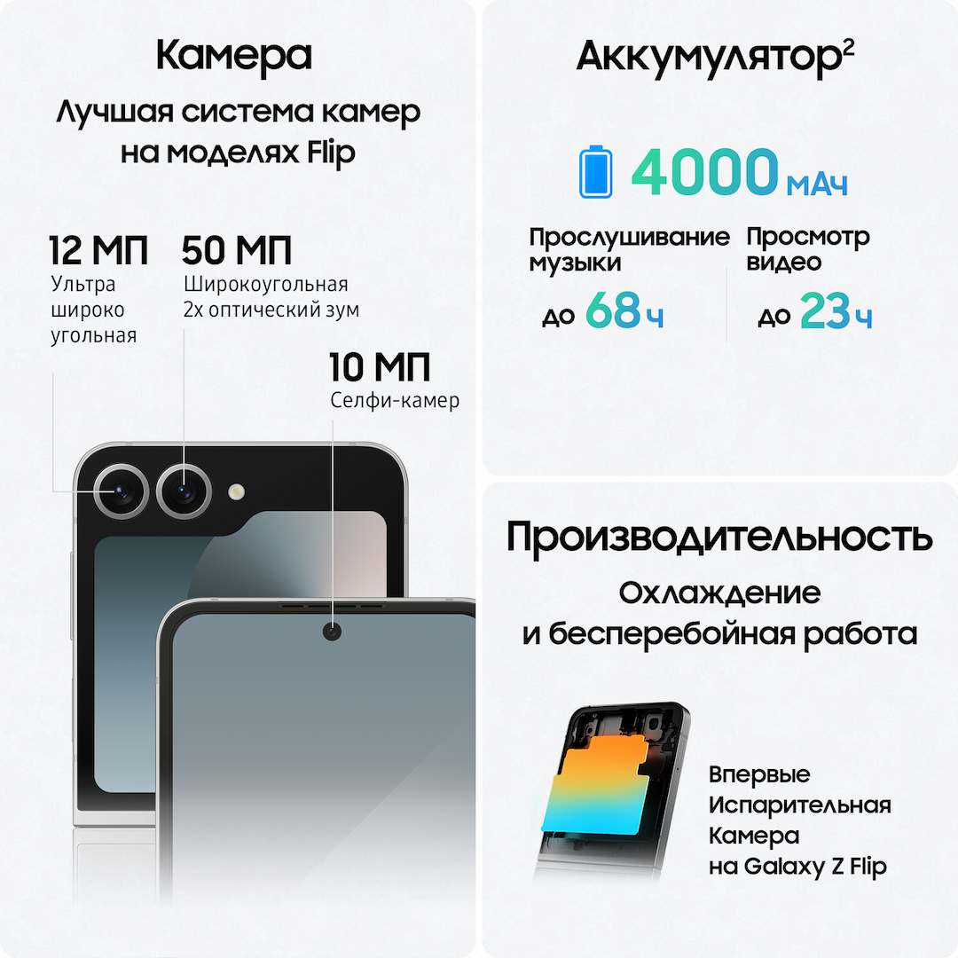 Смартфон Samsung Galaxy Z Flip6 256Gb, серый (РСТ)— фото №5